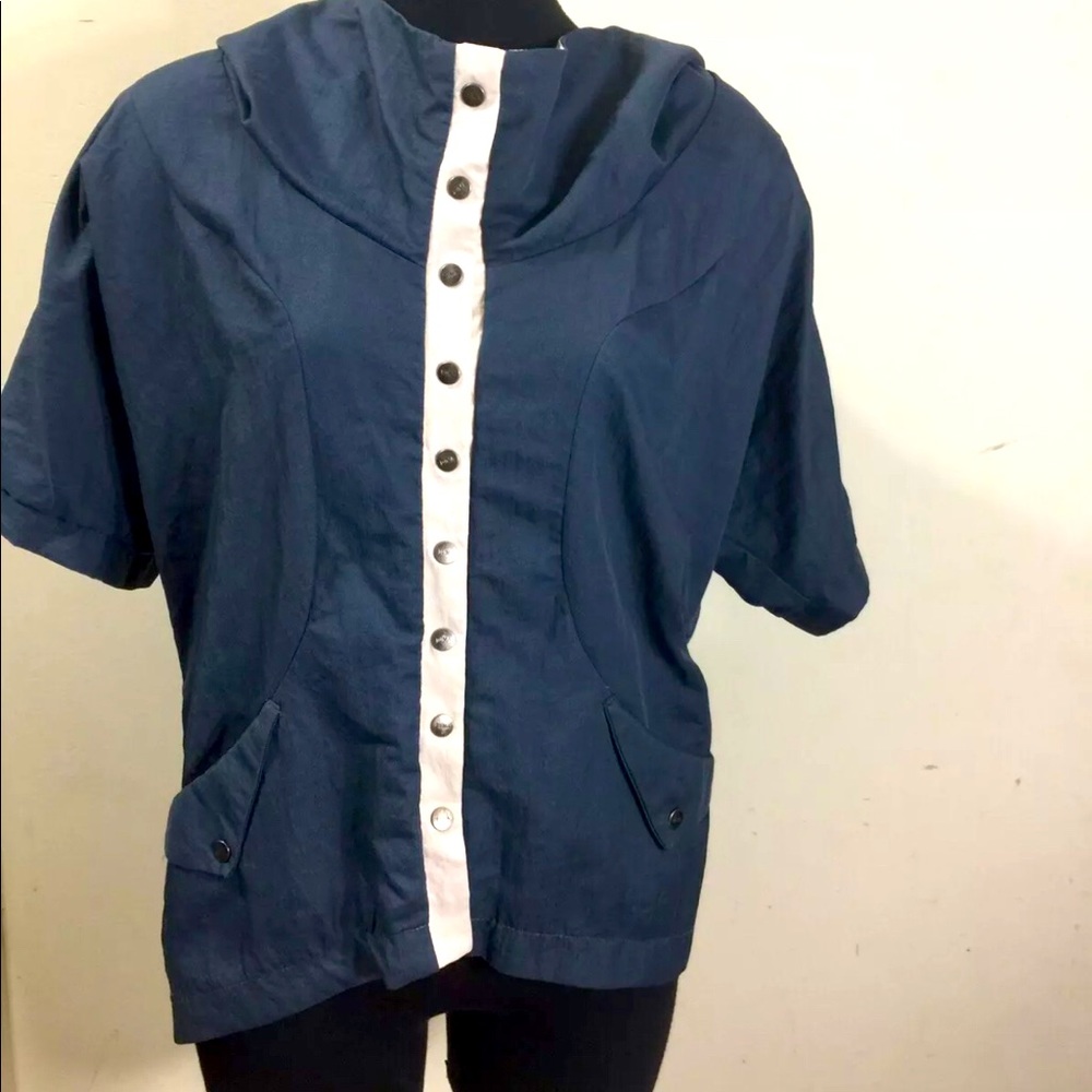 Juma Gray Cream Hooded Short Sleeve Jacket Size M